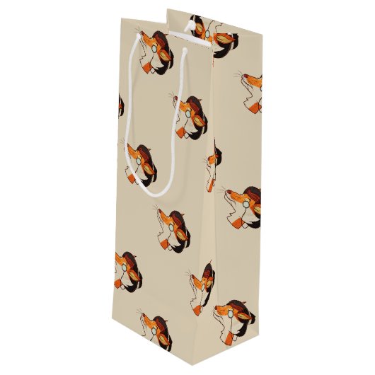 Sac Cadeau Pour Bouteille Hipster Fox (Dos Angle)