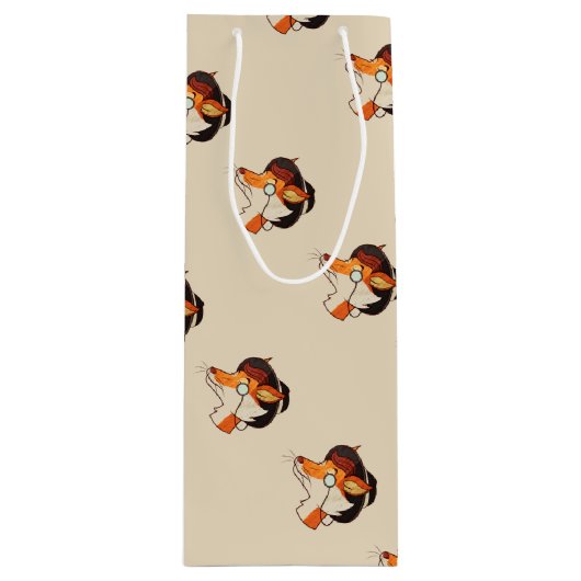 Sac Cadeau Pour Bouteille Hipster Fox (Devant)