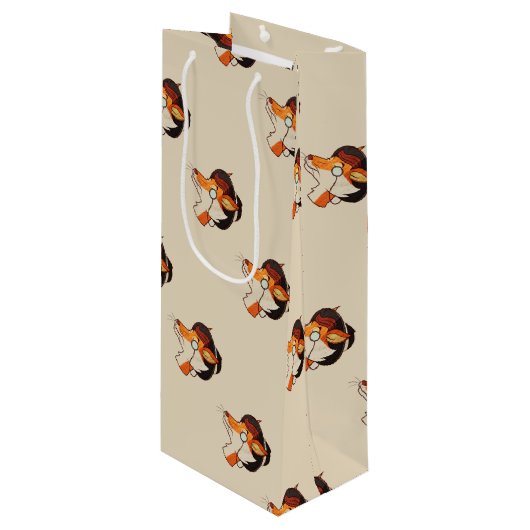 Sac Cadeau Pour Bouteille Hipster Fox (Devant Angle)