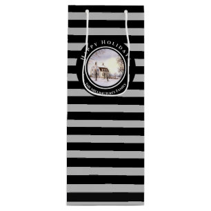 Sac Cadeau Pour Bouteille Hiver en Nouvelle-Angleterre Noël Cercle gris noir