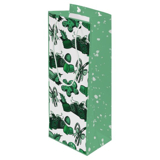 Sac Cadeau Pour Bouteille Holiday Sweets- Mint (Solid) (Dos Angle)