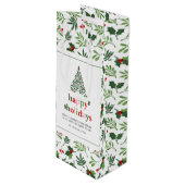 Sac Cadeau Pour Bouteille Holly Joyeuses Vacances Bright Amusement (Devant Angle)