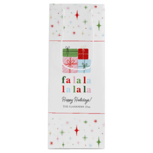 Sac Cadeau Pour Bouteille Holly Merry Holiday Fa La La