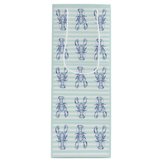 Sac Cadeau Pour Bouteille Homards bleus (Devant)