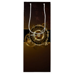 Sac Cadeau Pour Bouteille Horloge Steampunk avec des engrenages anciens