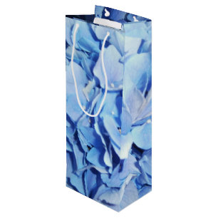 Sac Cadeau Pour Bouteille Hortensia bleu-clair