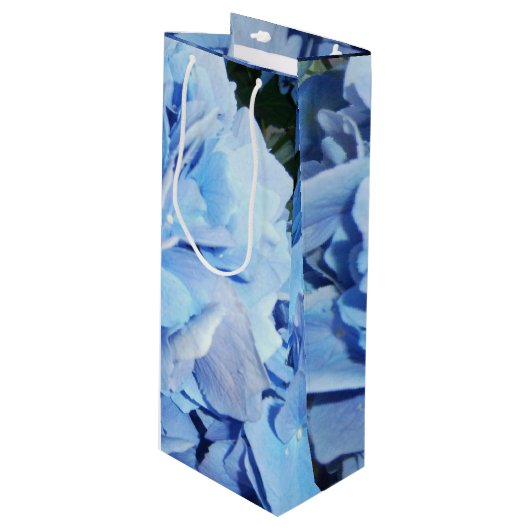 Sac Cadeau Pour Bouteille Hortensia bleu-clair (Devant Angle)