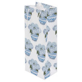 Sac Cadeau Pour Bouteille Hydrangées bleues en Chinoiserie Pot (Dos Angle)