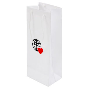 Sac Cadeau Pour Bouteille Icône World Love Globe   Coeur Terre Design été