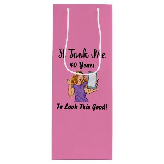 Sac Cadeau Pour Bouteille Il m'a fallu 40 ans pour avoir l'air si bon (Devant)