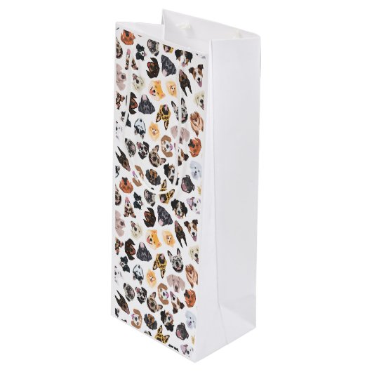 Sac Cadeau Pour Bouteille Illustration gaie avec des chiens (Devant Angle)