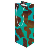 Sac Cadeau Pour Bouteille Impression Brown et Turquoise de vache (Dos Angle)