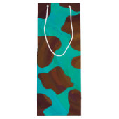 Sac Cadeau Pour Bouteille Impression Brown et Turquoise de vache (Dos)