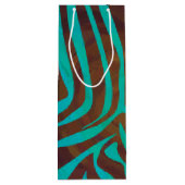Sac Cadeau Pour Bouteille Impression Brown et Turquoise Zebra (Dos)