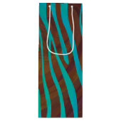 Sac Cadeau Pour Bouteille Impression Brown et Turquoise Zebra (Devant)