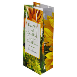 Sac Cadeau Pour Bouteille Impression de tournesol Vivid personnalisée
