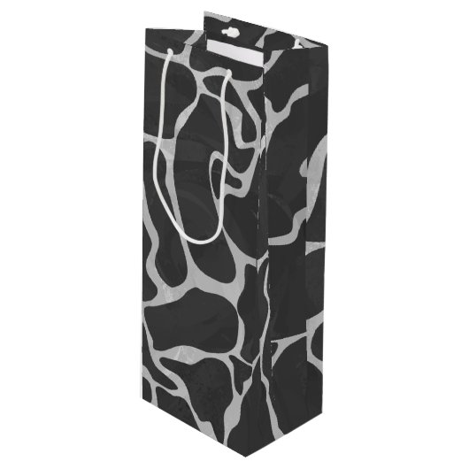 Sac Cadeau Pour Bouteille Impression Giraffe noir et gris clair (Devant Angle)