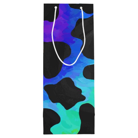 Sac Cadeau Pour Bouteille Impression noire et arc-en-ciel de vache (Dos)