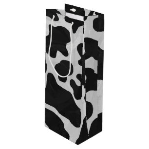 Sac Cadeau Pour Bouteille Impression noire et blanche de vache