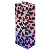 Sac Cadeau Pour Bouteille Impression noire et rose dalmate (Dos Angle)