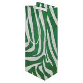 Sac Cadeau Pour Bouteille Impression verte et blanche Zebra (Dos Angle)