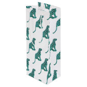 Sac Cadeau Pour Bouteille Imprimé léopard noir et sarcelle (Dos Angle)