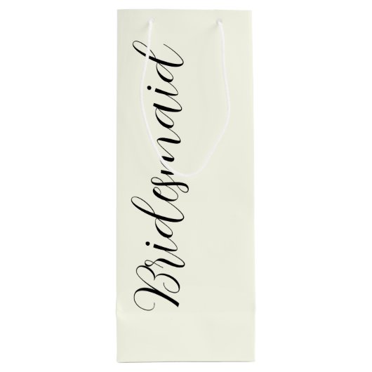 Sac Cadeau Pour Bouteille Ivory Stylized Script Wedding Bridesmaid (Dos)
