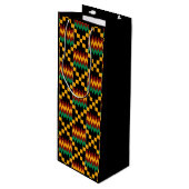 Sac Cadeau Pour Bouteille Jaune, Vert, Rouge, Noir Kwanzaa Kente Cloche (Devant Angle)