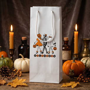 Sac Cadeau Pour Bouteille Jolies Filles d'Halloween Squelette Fantôme Citrou