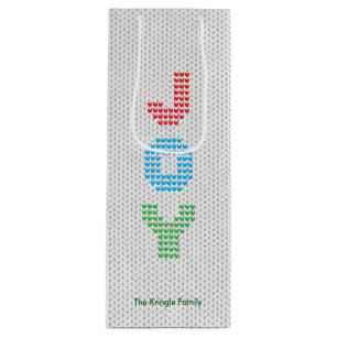 Sac Cadeau Pour Bouteille Joy Typographie Chandail de Noël