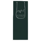 Sac Cadeau Pour Bouteille Joyeuse calligraphie Joyeux Noël Nom Vert (Devant)