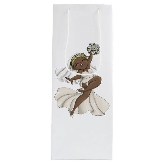 Sac Cadeau Pour Bouteille Joyeuse mariée 02 (Devant)