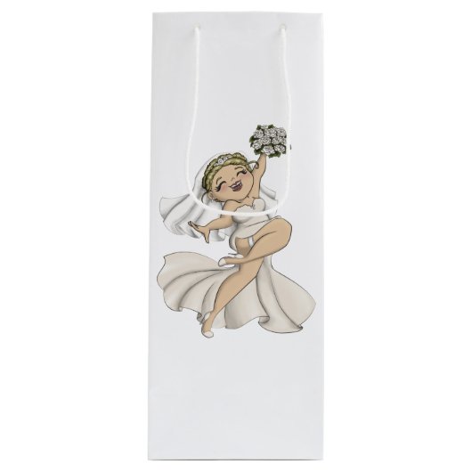 Sac Cadeau Pour Bouteille Joyeuse mariée 02 (Devant)