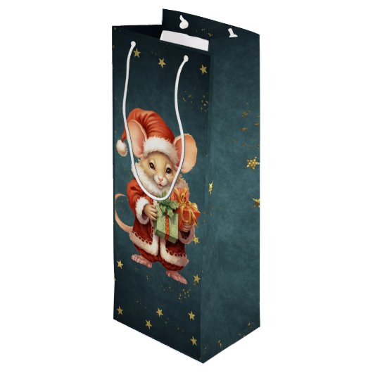 Sac Cadeau Pour Bouteille Joyeuse souris Noël (Dos Angle)