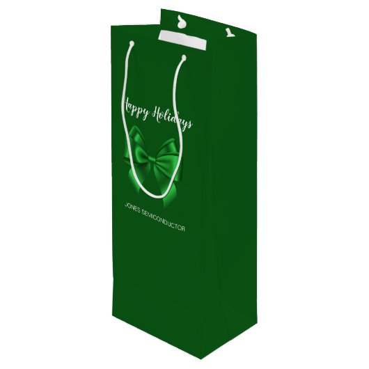 Sac Cadeau Pour Bouteille Joyeuses vacances Élégant vert (Dos Angle)