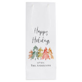 Sac Cadeau Pour Bouteille Joyeuses vacances Pine Tree Aquarelle Noël (Dos)