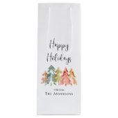 Sac Cadeau Pour Bouteille Joyeuses vacances Pine Tree Aquarelle Noël (Devant)