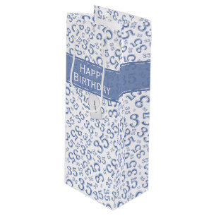 Sac Cadeau Pour Bouteille Joyeux 35e anniversaire Numéro Motif Bleu/Blanc