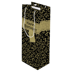 Sac Cadeau Pour Bouteille Joyeux 35e anniversaire Numéro Motif Noir/Or