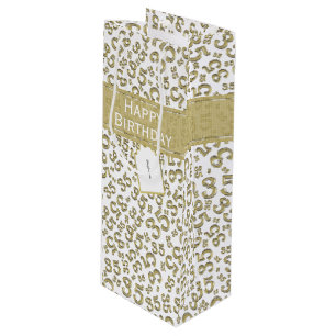 Sac Cadeau Pour Bouteille Joyeux 35e anniversaire Numéro Motif Or/Blanc