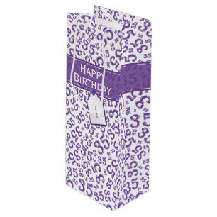 Sac Cadeau Pour Bouteille Joyeux 35e anniversaire Numéro Motif violet/blanc
