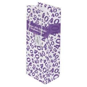 Sac Cadeau Pour Bouteille Joyeux 40e anniversaire Numéro Motif Cora/Blanc 40