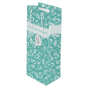 Sac Cadeau Pour Bouteille Joyeux 45e anniversaire Numéro Motif Turquoise/bla