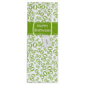 Sac Cadeau Pour Bouteille Joyeux 50e anniversaire Numéro Motif Vert/Blanc (Devant)