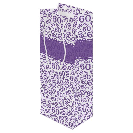 Sac Cadeau Pour Bouteille Joyeux 60e anniversaire Numéro Motif violet/blanc (Dos Angle)