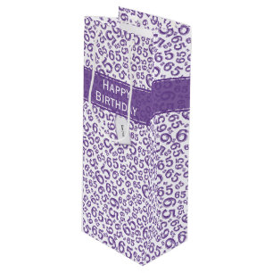 Sac Cadeau Pour Bouteille Joyeux 65e anniversaire fête violet Motif numéro