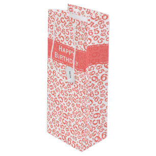 Sac Cadeau Pour Bouteille Joyeux 65e anniversaire Motif du numéro de corail