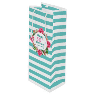 Sac Cadeau Pour Bouteille Joyeux Anniversaire Rose Rose Rouge Blanc Pétunia 