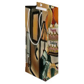 Sac Cadeau Pour Bouteille Joyeux art d'anniversaire (Dos Angle)