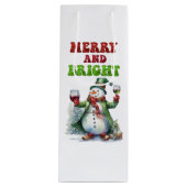 Sac Cadeau Pour Bouteille Joyeux bonhomme de neige (Devant)